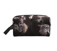 LHBWCVN Travel Toiletry Bag for Women Men Leather Makeup Bag Large Portable Travel Organizer Bulldog Cosmetic Bag with Hanging Hook Travel Bathroom Bag Zipper Pouch Purse, White, One Size
