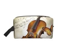 LHBWCVN Travel Toiletry Bag for Women Men Leather Makeup Bag Large Portable Travel Organizer Butterfly and cello Cosmetic Bag with Hanging Hook Travel Bathroom Bag Zipper Pouch Purse, White, One Size