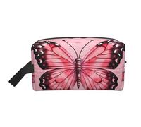 LHBWCVN Travel Toiletry Bag for Women Men Leather Makeup Bag Large Portable Travel Organizer Butterfly Pattern Cosmetic Bag with Hanging Hook Travel Bathroom Bag Zipper Pouch Purse, White, One Size