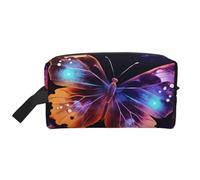 LHBWCVN Travel Toiletry Bag for Women Men Leather Makeup Bag Large Portable Travel Organizer Butterfly Cosmetic Bag with Hanging Hook Travel Bathroom Bag Zipper Pouch Purse, White, One Size