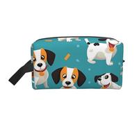 LHBWCVN Travel Toiletry Bag for Women Men Leather Makeup Bag Large Portable Travel Organizer Cartoon Dog Cosmetic Bag with Hanging Hook Travel Bathroom Bag Zipper Pouch Purse, White, One Size