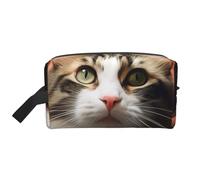 LHBWCVN Travel Toiletry Bag for Women Men Leather Makeup Bag Large Portable Travel Organizer cat Cosmetic Bag with Hanging Hook Travel Bathroom Bag Zipper Pouch Purse, White, One Size