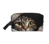 LHBWCVN Travel Toiletry Bag for Women Men Leather Makeup Bag Large Portable Travel Organizer Cat Under Blanket Cosmetic Bag with Hanging Hook Travel Bathroom Bag Zipper Pouch Purse, White, One Size