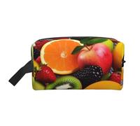 LHBWCVN Travel Toiletry Bag for Women Men Leather Makeup Bag Large Portable Travel Organizer Colorful Fruit Cosmetic Bag with Hanging Hook Travel Bathroom Bag Zipper Pouch Purse, White, One Size