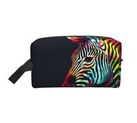 LHBWCVN Travel Toiletry Bag for Women Men Leather Makeup Bag Large Portable Travel Organizer Colorful Rainbow Zebra Cosmetic Bag with Hanging Hook Travel Bathroom Bag Zipper Pouch Purse, White, One