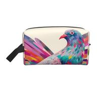 LHBWCVN Travel Toiletry Bag for Women Men Leather Makeup Bag Large Portable Travel Organizer Colorful Pigeon Cosmetic Bag with Hanging Hook Travel Bathroom Bag Zipper Pouch Purse, White, One Size