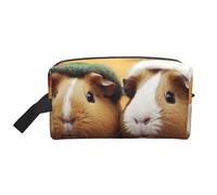 LHBWCVN Travel Toiletry Bag for Women Men Leather Makeup Bag Large Portable Travel Organizer Cute Guinea Pigs Cosmetic Bag with Hanging Hook Travel Bathroom Bag Zipper Pouch Purse, White, One Size