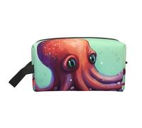 LHBWCVN Travel Toiletry Bag for Women Men Leather Makeup Bag Large Portable Travel Organizer Cute Octopus Cosmetic Bag with Hanging Hook Travel Bathroom Bag Zipper Pouch Purse, White, One Size