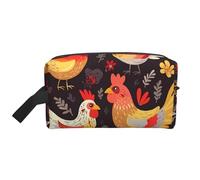 LHBWCVN Travel Toiletry Bag for Women Men Leather Makeup Bag Large Portable Travel Organizer Cute Rooster Chickens Cosmetic Bag with Hanging Hook Travel Bathroom Bag Zipper Pouch Purse, White, One