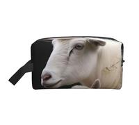 LHBWCVN Travel Toiletry Bag for Women Men Leather Makeup Bag Large Portable Travel Organizer Cute Sheep with Mother Cosmetic Bag with Hanging Hook Travel Bathroom Bag Zipper Pouch Purse, White, One