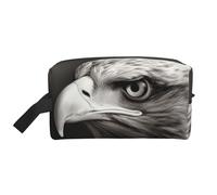 LHBWCVN Travel Toiletry Bag for Women Men Leather Makeup Bag Large Portable Travel Organizer Eagle black and white Cosmetic Bag with Hanging Hook Travel Bathroom Bag Zipper Pouch Purse, White, One