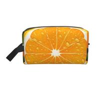 LHBWCVN Travel Toiletry Bag for Women Men Leather Makeup Bag Large Portable Travel Organizer Fresh Orange Fruit Cosmetic Bag with Hanging Hook Travel Bathroom Bag Zipper Pouch Purse, White, One Size