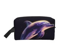 LHBWCVN Travel Toiletry Bag for Women Men Leather Makeup Bag Large Portable Travel Organizer glitter dolphin Cosmetic Bag with Hanging Hook Travel Bathroom Bag Zipper Pouch Purse, White, One Size