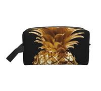 LHBWCVN Travel Toiletry Bag for Women Men Leather Makeup Bag Large Portable Travel Organizer Gold Pineapple Cosmetic Bag with Hanging Hook Travel Bathroom Bag Zipper Pouch Purse, White, One Size