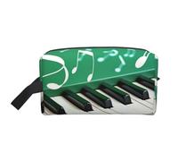 LHBWCVN Travel Toiletry Bag for Women Men Leather Makeup Bag Large Portable Travel Organizer Green and white piano keys Cosmetic Bag with Hanging Hook Travel Bathroom Bag Zipper Pouch Purse, White,