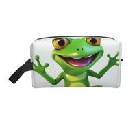 LHBWCVN Travel Toiletry Bag for Women Men Leather Makeup Bag Large Portable Travel Organizer Green Frog Cosmetic Bag with Hanging Hook Travel Bathroom Bag Zipper Pouch Purse, White, One Size