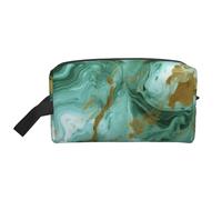 LHBWCVN Travel Toiletry Bag for Women Men Leather Makeup Bag Large Portable Travel Organizer Green Gold Marble Cosmetic Bag with Hanging Hook Travel Bathroom Bag Zipper Pouch Purse, White, One Size