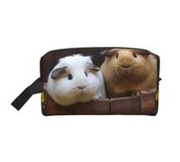 LHBWCVN Travel Toiletry Bag for Women Men Leather Makeup Bag Large Portable Travel Organizer guinea pigs Cosmetic Bag with Hanging Hook Travel Bathroom Bag Zipper Pouch Purse, White, One Size