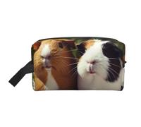 LHBWCVN Travel Toiletry Bag for Women Men Leather Makeup Bag Large Portable Travel Organizer Guinea Pigs Funny Cosmetic Bag with Hanging Hook Travel Bathroom Bag Zipper Pouch Purse, White, One Size