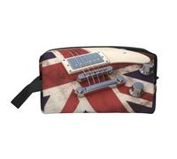 LHBWCVN Travel Toiletry Bag for Women Men Leather Makeup Bag Large Portable Travel Organizer Guitar British Flag Cosmetic Bag with Hanging Hook Travel Bathroom Bag Zipper Pouch Purse, White, One Size