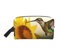 LHBWCVN Travel Toiletry Bag for Women Men Leather Makeup Bag Large Portable Travel Organizer Hummingbird Sunflower Cosmetic Bag with Hanging Hook Travel Bathroom Bag Zipper Pouch Purse, White, One