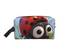 LHBWCVN Travel Toiletry Bag for Women Men Leather Makeup Bag Large Portable Travel Organizer Ladybug Cosmetic Bag with Hanging Hook Travel Bathroom Bag Zipper Pouch Purse, White, One Size