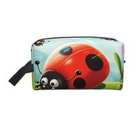 LHBWCVN Travel Toiletry Bag for Women Men Leather Makeup Bag Large Portable Travel Organizer Ladybug landscape Cosmetic Bag with Hanging Hook Travel Bathroom Bag Zipper Pouch Purse, White, One Size