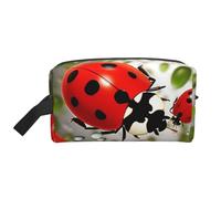 LHBWCVN Travel Toiletry Bag for Women Men Leather Makeup Bag Large Portable Travel Organizer Ladybug Cosmetic Bag with Hanging Hook Travel Bathroom Bag Zipper Pouch Purse, White, One Size