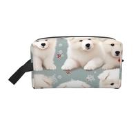 LHBWCVN Travel Toiletry Bag for Women Men Leather Makeup Bag Large Portable Travel Organizer Little White Dogs Pattern Cosmetic Bag with Hanging Hook Travel Bathroom Bag Zipper Pouch Purse, White, One