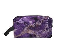 LHBWCVN Travel Toiletry Bag for Women Men Leather Makeup Bag Large Portable Travel Organizer marble purple Cosmetic Bag with Hanging Hook Travel Bathroom Bag Zipper Pouch Purse, White, One Size