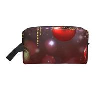 LHBWCVN Travel Toiletry Bag for Women Men Leather Makeup Bag Large Portable Travel Organizer Merry Christmas Cosmetic Bag with Hanging Hook Travel Bathroom Bag Zipper Pouch Purse, White, One Size