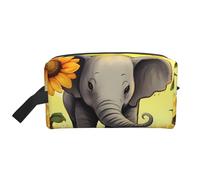 LHBWCVN Travel Toiletry Bag for Women Men Leather Makeup Bag Large Portable Travel Organizer mother and baby elephant sunflowers Cosmetic Bag with Hanging Hook Travel Bathroom Bag Zipper Pouch Purse,