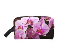 LHBWCVN Travel Toiletry Bag for Women Men Leather Makeup Bag Large Portable Travel Organizer Orchid Flower Cosmetic Bag with Hanging Hook Travel Bathroom Bag Zipper Pouch Purse, White, One Size
