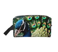 LHBWCVN Travel Toiletry Bag for Women Men Leather Makeup Bag Large Portable Travel Organizer peacock Cosmetic Bag with Hanging Hook Travel Bathroom Bag Zipper Pouch Purse, White, One Size