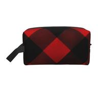 LHBWCVN Travel Toiletry Bag for Women Men Leather Makeup Bag Large Portable Travel Organizer Plaid Red and Black Cosmetic Bag with Hanging Hook Travel Bathroom Bag Zipper Pouch Purse, White, One Size