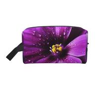 LHBWCVN Travel Toiletry Bag for Women Men Leather Makeup Bag Large Portable Travel Organizer Purple flower Cosmetic Bag with Hanging Hook Travel Bathroom Bag Zipper Pouch Purse, White, One Size