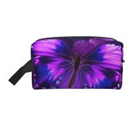 LHBWCVN Travel Toiletry Bag for Women Men Leather Makeup Bag Large Portable Travel Organizer Purple Butterfly Cosmetic Bag with Hanging Hook Travel Bathroom Bag Zipper Pouch Purse, White, One Size
