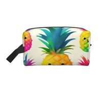 LHBWCVN Travel Toiletry Bag for Women Men Leather Makeup Bag Large Portable Travel Organizer Rainbow Pineapple Cartoon Cosmetic Bag with Hanging Hook Travel Bathroom Bag Zipper Pouch Purse, White, One