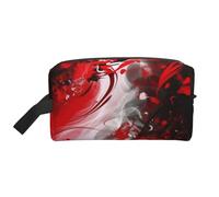 LHBWCVN Travel Toiletry Bag for Women Men Leather Makeup Bag Large Portable Travel Organizer Red Black White Abstract Cosmetic Bag with Hanging Hook Travel Bathroom Bag Zipper Pouch Purse, White, One