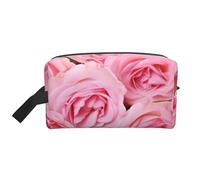 LHBWCVN Travel Toiletry Bag for Women Men Leather Makeup Bag Large Portable Travel Organizer Red Fresh Roses Cosmetic Bag with Hanging Hook Travel Bathroom Bag Zipper Pouch Purse, White, One Size