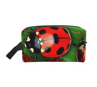 LHBWCVN Travel Toiletry Bag for Women Men Leather Makeup Bag Large Portable Travel Organizer Red Ladybug Cosmetic Bag with Hanging Hook Travel Bathroom Bag Zipper Pouch Purse, White, One Size