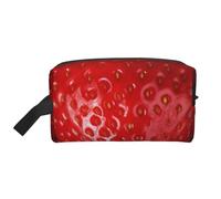 LHBWCVN Travel Toiletry Bag for Women Men Leather Makeup Bag Large Portable Travel Organizer Red Strawberry Cosmetic Bag with Hanging Hook Travel Bathroom Bag Zipper Pouch Purse, White, One Size