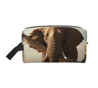 LHBWCVN Travel Toiletry Bag for Women Men Leather Makeup Bag Large Portable Travel Organizer Resting Elephant Cosmetic Bag with Hanging Hook Travel Bathroom Bag Zipper Pouch Purse, White, One Size