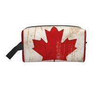 LHBWCVN Travel Toiletry Bag for Women Men Leather Makeup Bag Large Portable Travel Organizer Retro Canada Flag Cosmetic Bag with Hanging Hook Travel Bathroom Bag Zipper Pouch Purse, White, One Size
