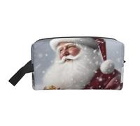LHBWCVN Travel Toiletry Bag for Women Men Leather Makeup Bag Large Portable Travel Organizer Santa Claus Snow Secenry Cosmetic Bag with Hanging Hook Travel Bathroom Bag Zipper Pouch Purse, White, One