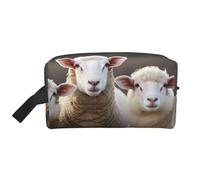 LHBWCVN Travel Toiletry Bag for Women Men Leather Makeup Bag Large Portable Travel Organizer Sheep and Lambs Cosmetic Bag with Hanging Hook Travel Bathroom Bag Zipper Pouch Purse, White, One Size