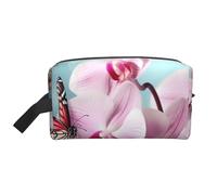 LHBWCVN Travel Toiletry Bag for Women Men Leather Makeup Bag Large Portable Travel Organizer Spring Orchid Butterfly Cosmetic Bag with Hanging Hook Travel Bathroom Bag Zipper Pouch Purse, White, One