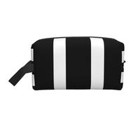 LHBWCVN Travel Toiletry Bag for Women Men Leather Makeup Bag Large Portable Travel Organizer stripes black white Cosmetic Bag with Hanging Hook Travel Bathroom Bag Zipper Pouch Purse, White, One Size