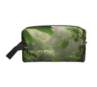 LHBWCVN Travel Toiletry Bag for Women Men Leather Makeup Bag Large Portable Travel Organizer Tropical Rainforest Jungle Scene Cosmetic Bag with Hanging Hook Travel Bathroom Bag Zipper Pouch Purse,