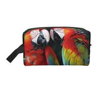 LHBWCVN Travel Toiletry Bag for Women Men Leather Makeup Bag Large Portable Travel Organizer Two Colored Parrots Cosmetic Bag with Hanging Hook Travel Bathroom Bag Zipper Pouch Purse, White, One Size